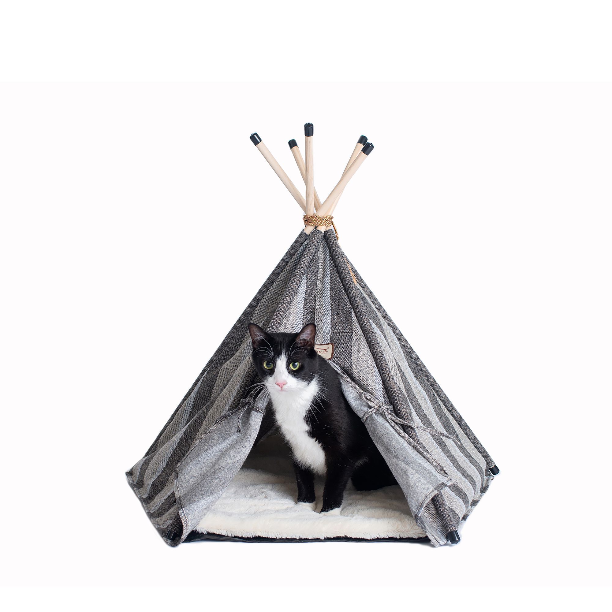 Armarkat Gray Stripe Teepee Tent Cat Bed - thumbnail 4