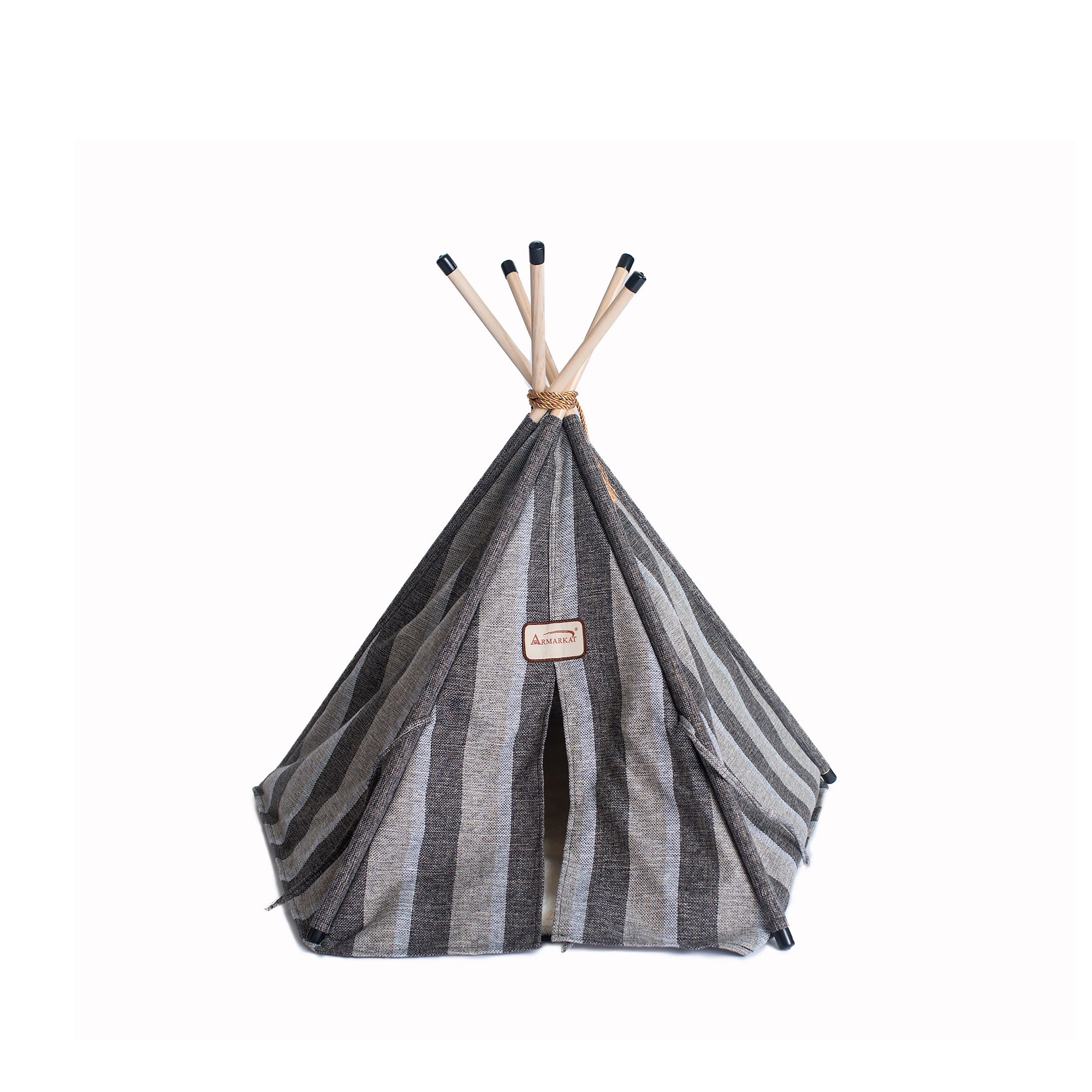 Armarkat Gray Stripe Teepee Tent Cat Bed - thumbnail 5