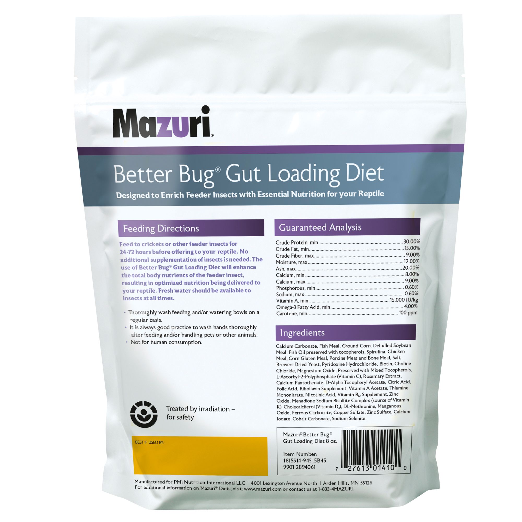Mazuri Better Bug Gut Loading Diet - Feeder Insect Gut Load - 8 oz - thumbnail 2
