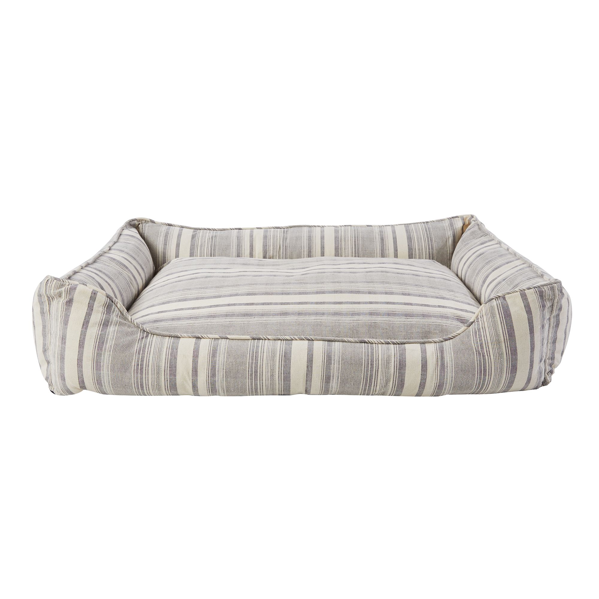 Top Paw® Grey Linen Striped Cuddler Dog Bed dog Cuddler Beds PetSmart