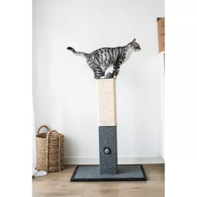 Product Catry Natural Sisal Rope Scratching Cat Post, Grey & Beige