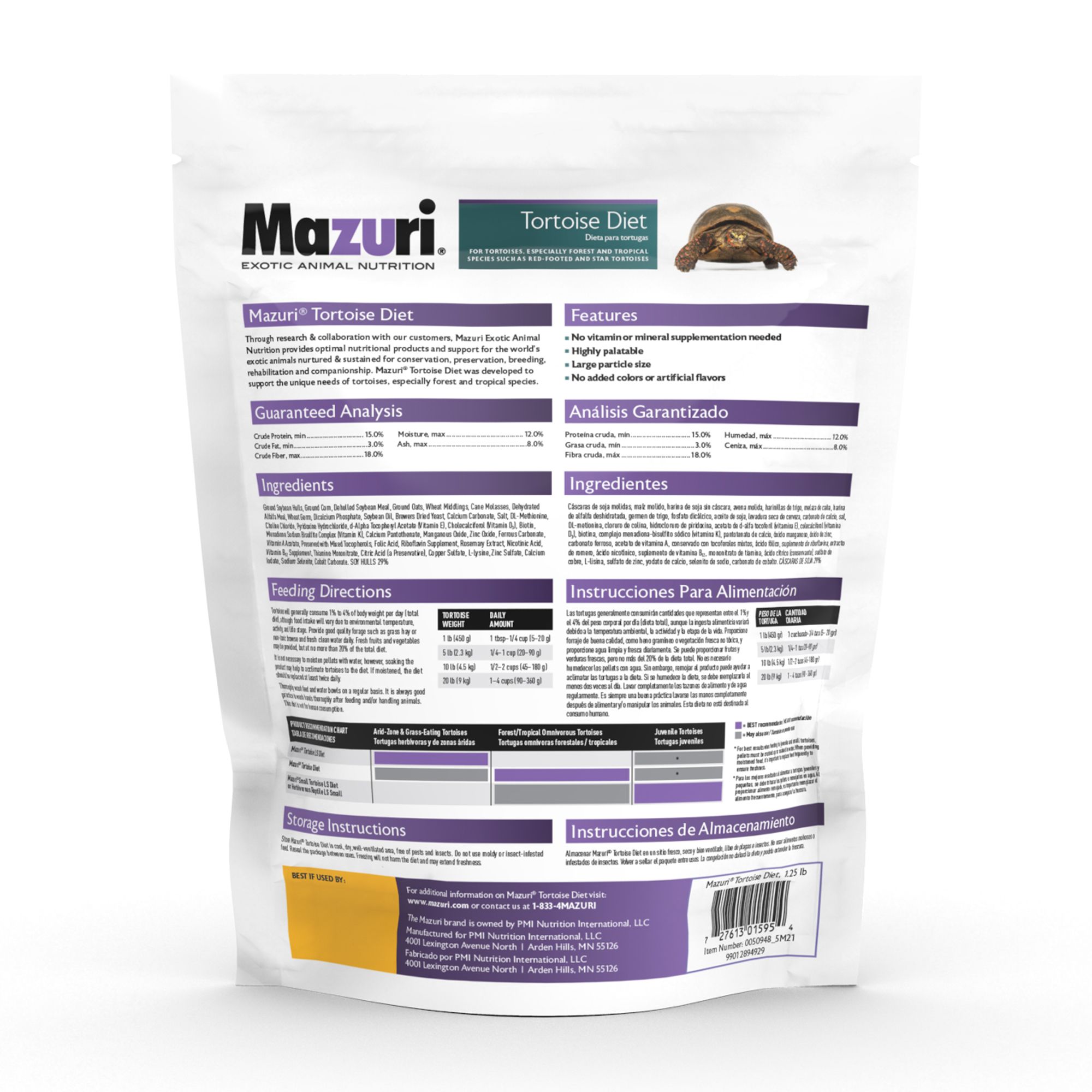 Mazuri Tortoise Diet - Tortoise Reptile Food - 1.25 lb - thumbnail 2