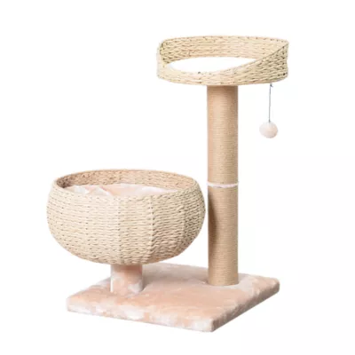 Product PetPals 30-in Paper Rope Hand Woven Condo & Perch Cat Tree, Beige