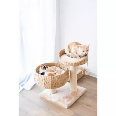 Product PetPals 23-in Paper Rope Hand Woven Condo & Perch Cat Tree, Natural