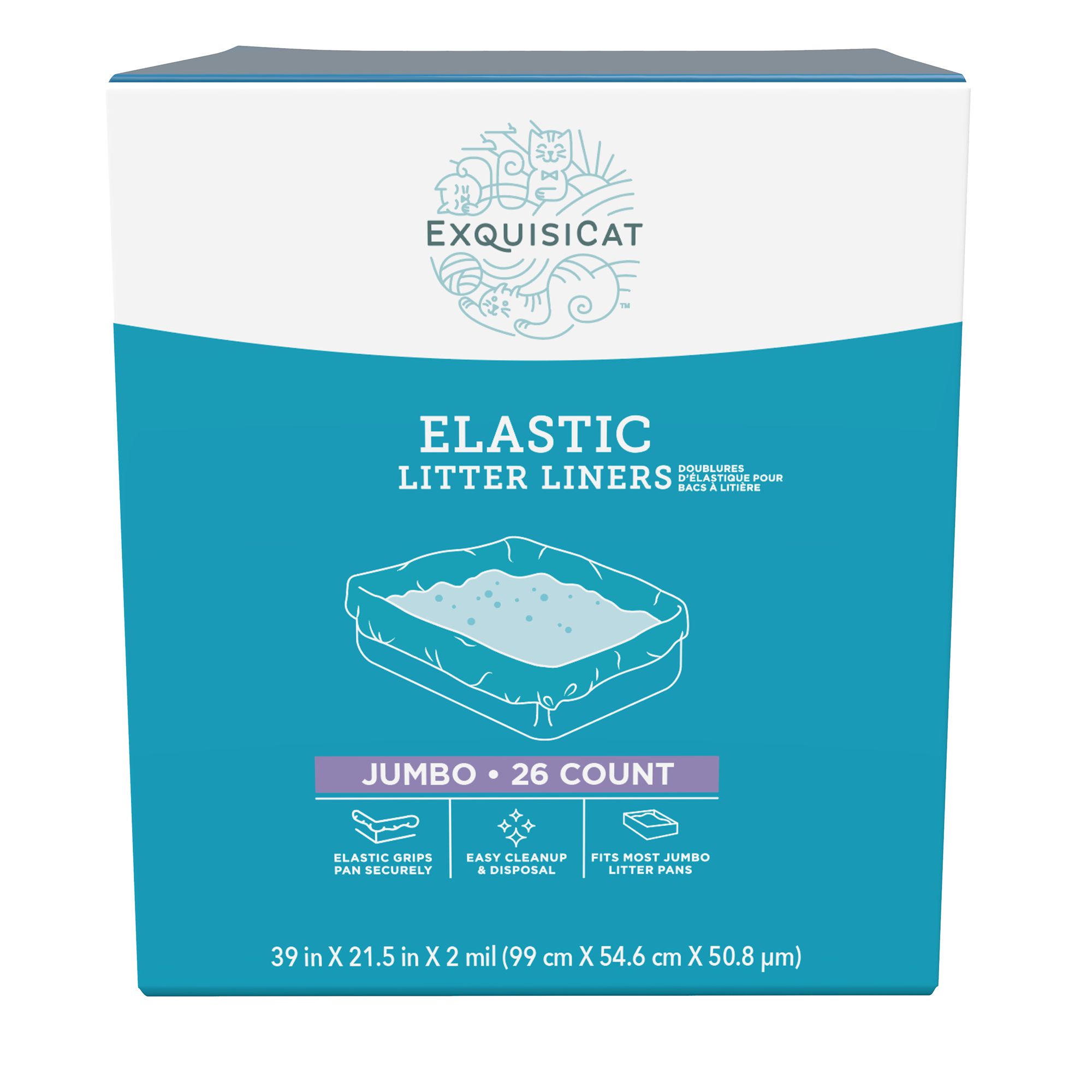 Cat litter box outlet liners with elastic