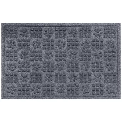 Bungalow Flooring WaterHog Dog Paw & Squares Dog Bowl Placemat, 35 x 23-in - Image 1