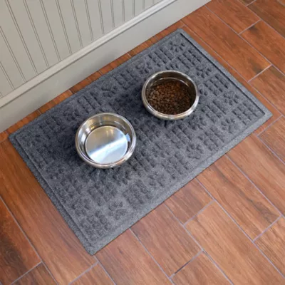 Bungalow Flooring WaterHog Dog Paw & Squares Dog Bowl Placemat, 35 x 23-in - Image 2