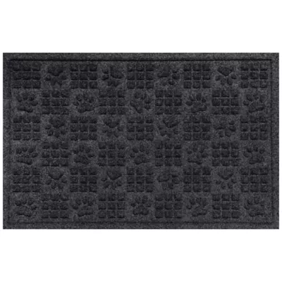 Product Bungalow Flooring WaterHog Dog Paw & Squares Dog Bowl Placemat, 35 x 23-in
