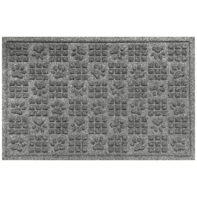 Product Bungalow Flooring WaterHog Dog Paw & Squares Dog Bowl Placemat, 35 x 23-in