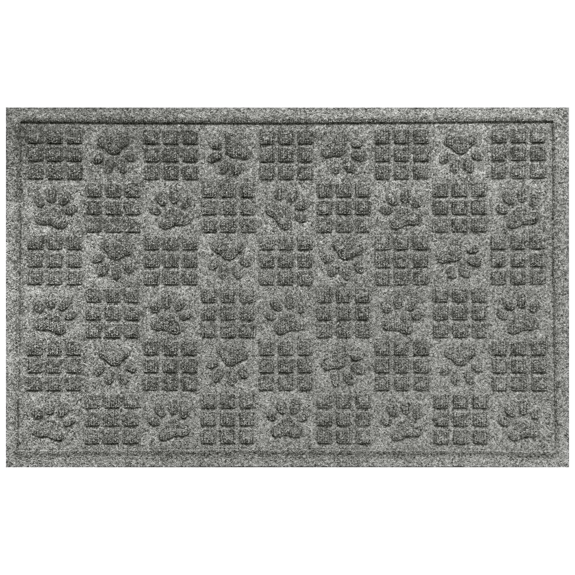 Bungalow Flooring WaterHog Dog Paw & Squares Dog Bowl Placemat, 35 x 23-in