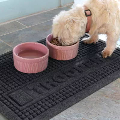 Product Bungalow Flooring Personalized WaterHog Squares Dog & Cat Bowl Placemat