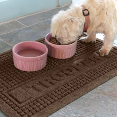 Product Bungalow Flooring Personalized WaterHog Squares Dog & Cat Bowl Placemat
