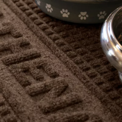Product Bungalow Flooring Personalized WaterHog Squares Dog & Cat Bowl Placemat