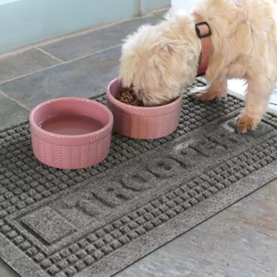 Product Bungalow Flooring Personalized WaterHog Squares Dog & Cat Bowl Placemat