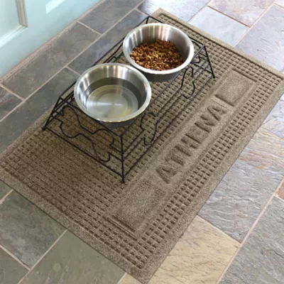 Product Bungalow Flooring Personalized WaterHog Squares Dog & Cat Bowl Placemat