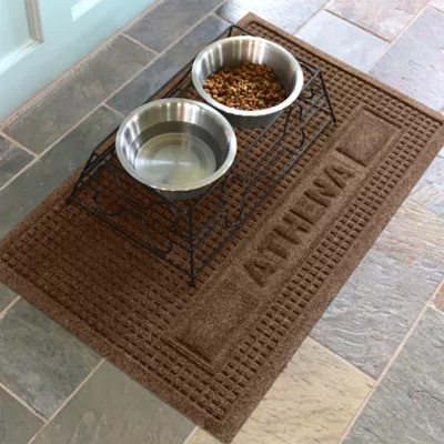 Product Bungalow Flooring Personalized WaterHog Squares Dog & Cat Bowl Placemat