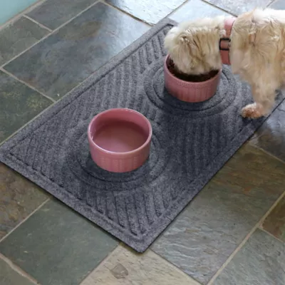 Product Bungalow Flooring WaterHog Waves Dog & Cat Bowl Placemat, 27 x 18-in