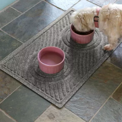 Product Bungalow Flooring WaterHog Waves Dog & Cat Bowl Placemat, 27 x 18-in