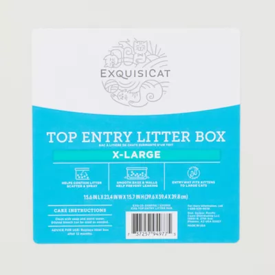 ExquisiCat® Large Top Entry Cat Litter Box, Gray/White - Image 6