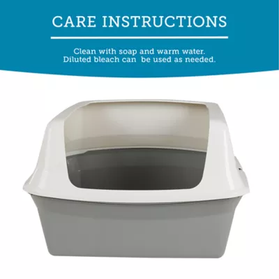 ExquisiCat® Plastic Rimmed High-Sided Cat Litter Box, Open Top, Gray/White - Image 5