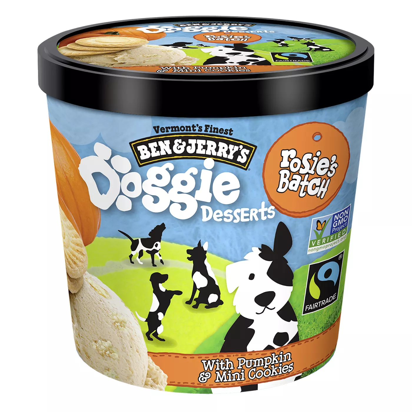 Product Ben & Jerry's Rosie's Batch Doggie Desserts Adult Frozen Dog Treat - Pumpkin & Mini Cookies