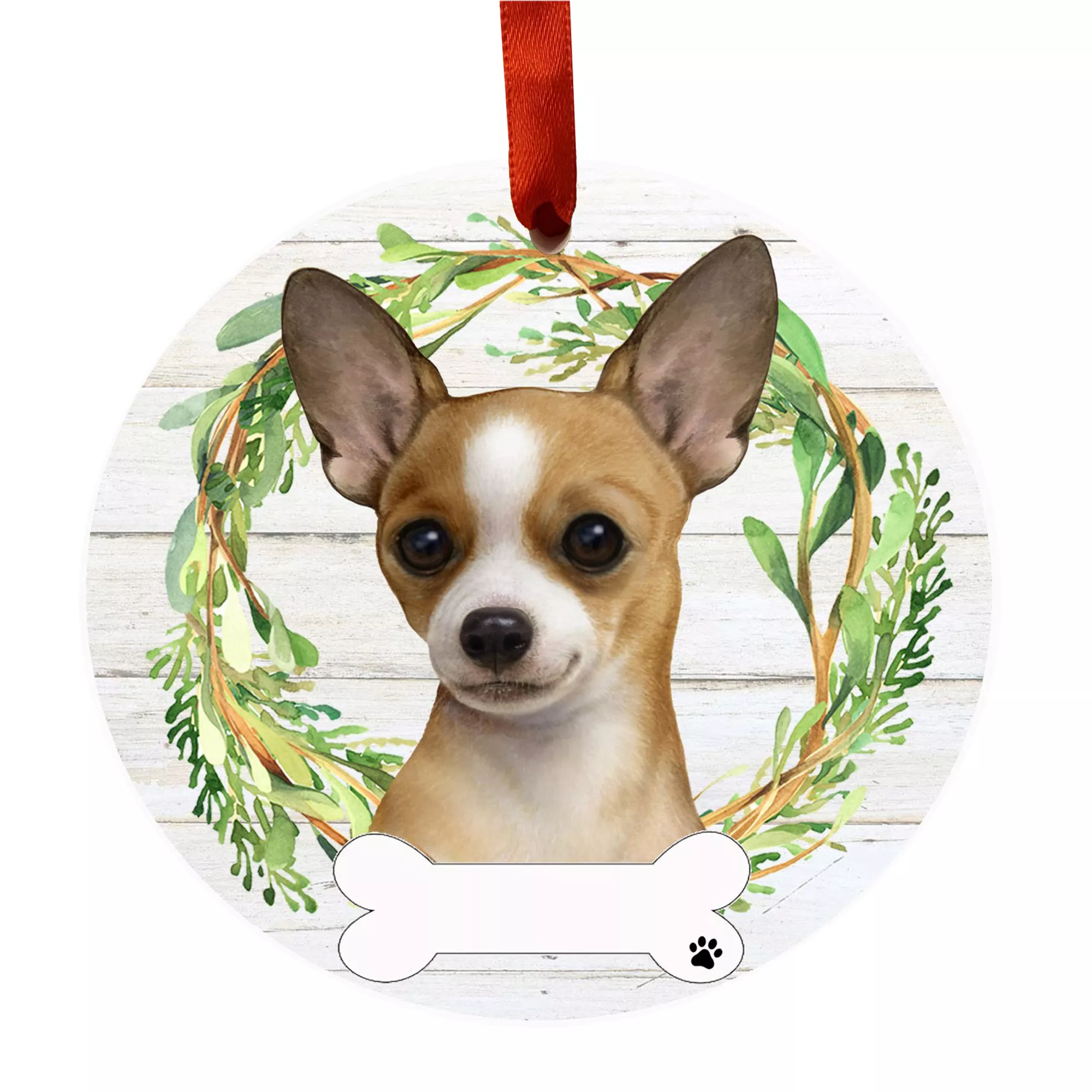 E&S Pets Personalized Chihuahua Ceramic Holiday Ornament