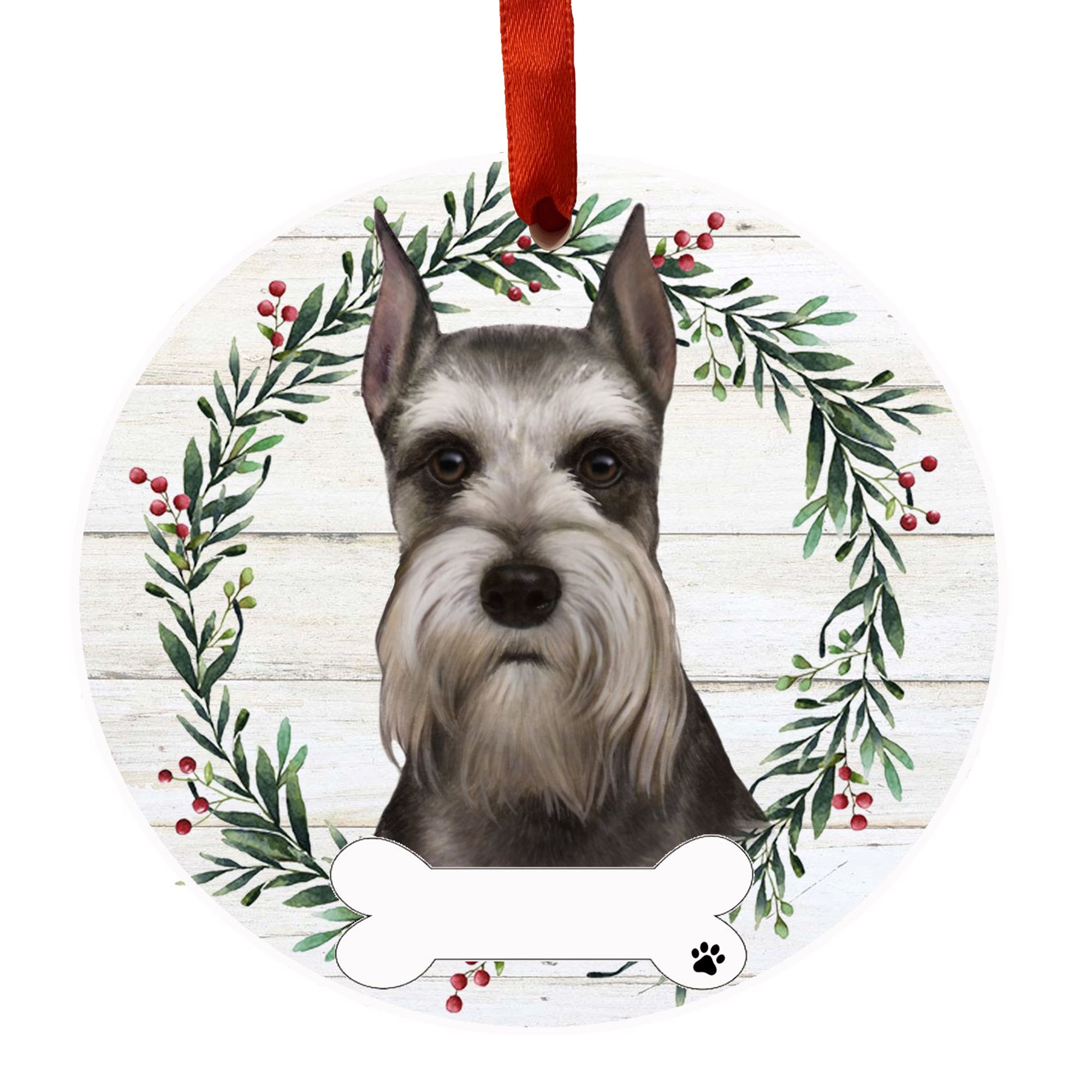Schnauzer Dog Wreath Christmas Door Decor 
