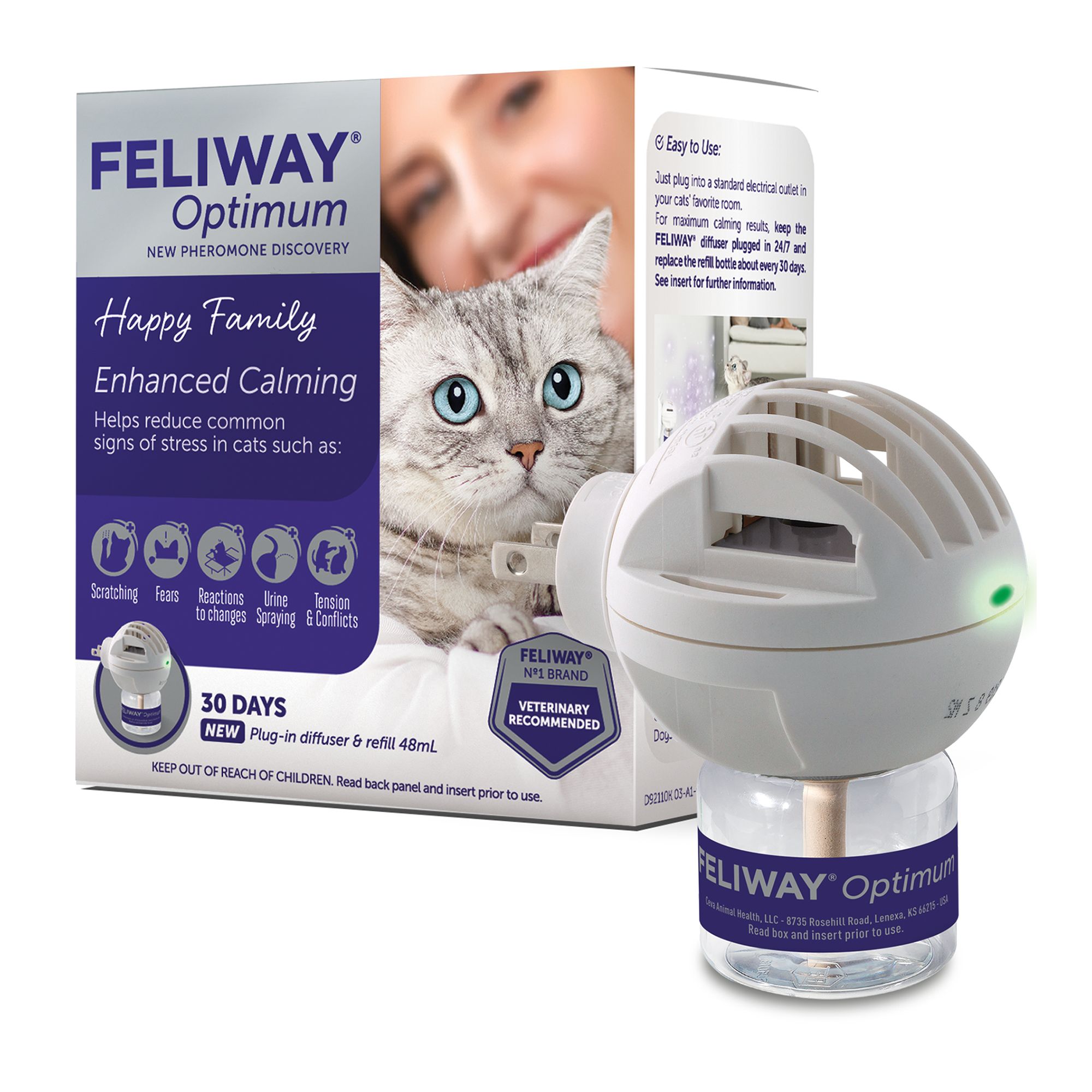 Feliway® Optimum Enhanced Calming Plug-In Diffuser and Refill 48mL Starter  Kit, Sale Can't miss savings