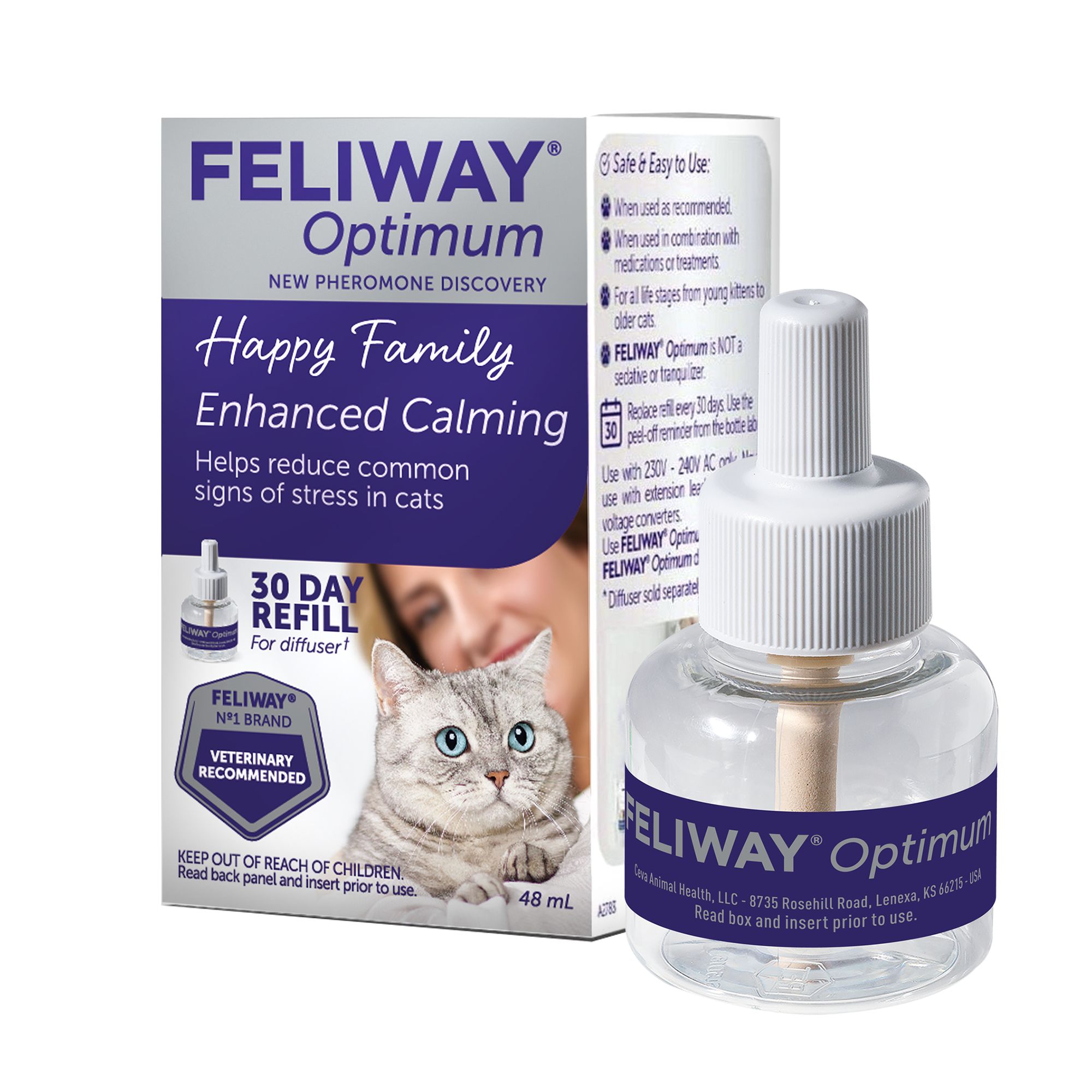  Feliway Optimum Refill, The Best Solution to Ease cat Anxiety,  cat Conflict and Stress in The Home : Pet Supplies