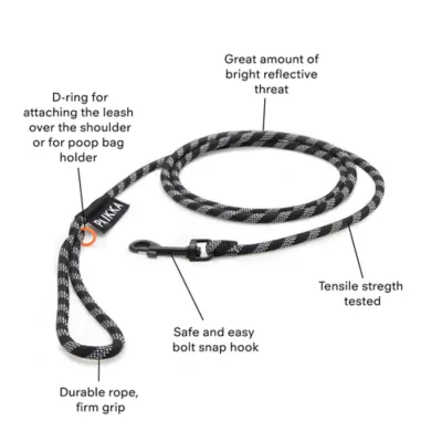 Product PAIKKA Visibility Reflective Rope Dog Leash, 6-ft long