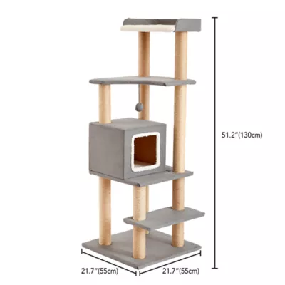 Product Two By Two The Sequoia 51-in Felt Cat Tree & Condo, Grey