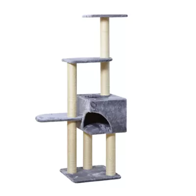 Product Two By Two The Spruce 54-in Plush Cat Tree Playground & Condo, Grey