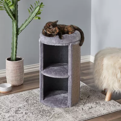 Product Two By Two The Juniper 25-in Plush Cat Condo & Pillowtop Bed, Grey