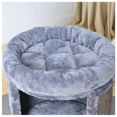 Product Two By Two The Juniper 25-in Plush Cat Condo & Pillowtop Bed, Grey