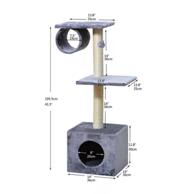 Product Two By Two The Aspen 41-in Plush Cat Tree Playground & Condo, Grey