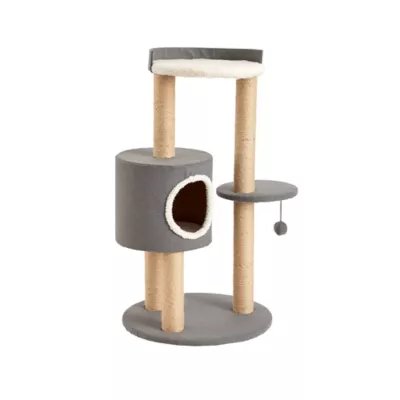 Product Two By Two The Oak 39-in Felt Cat Tree & Condo, Grey