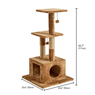 Product Two By Two The Willow 43-in Faux-Fleece Cat Tree & Condo, Brown