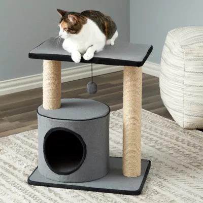 Product Two By Two The Cherry 20-in Felt Cat Condo, Grey