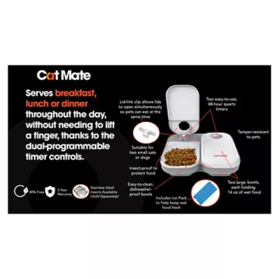 Product Cat Mate C200 2-Bowl with Timer Automatic Dog & Cat Feeder