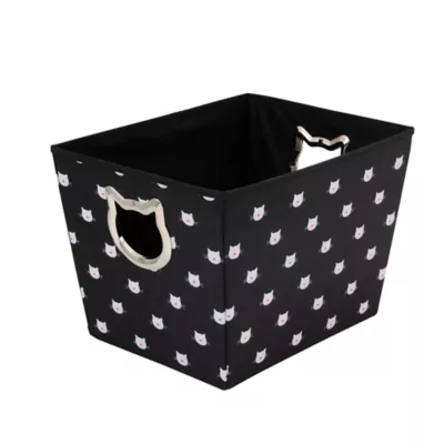 Product Paw Prints Fabric Black & White Cat Toy Storage Bin