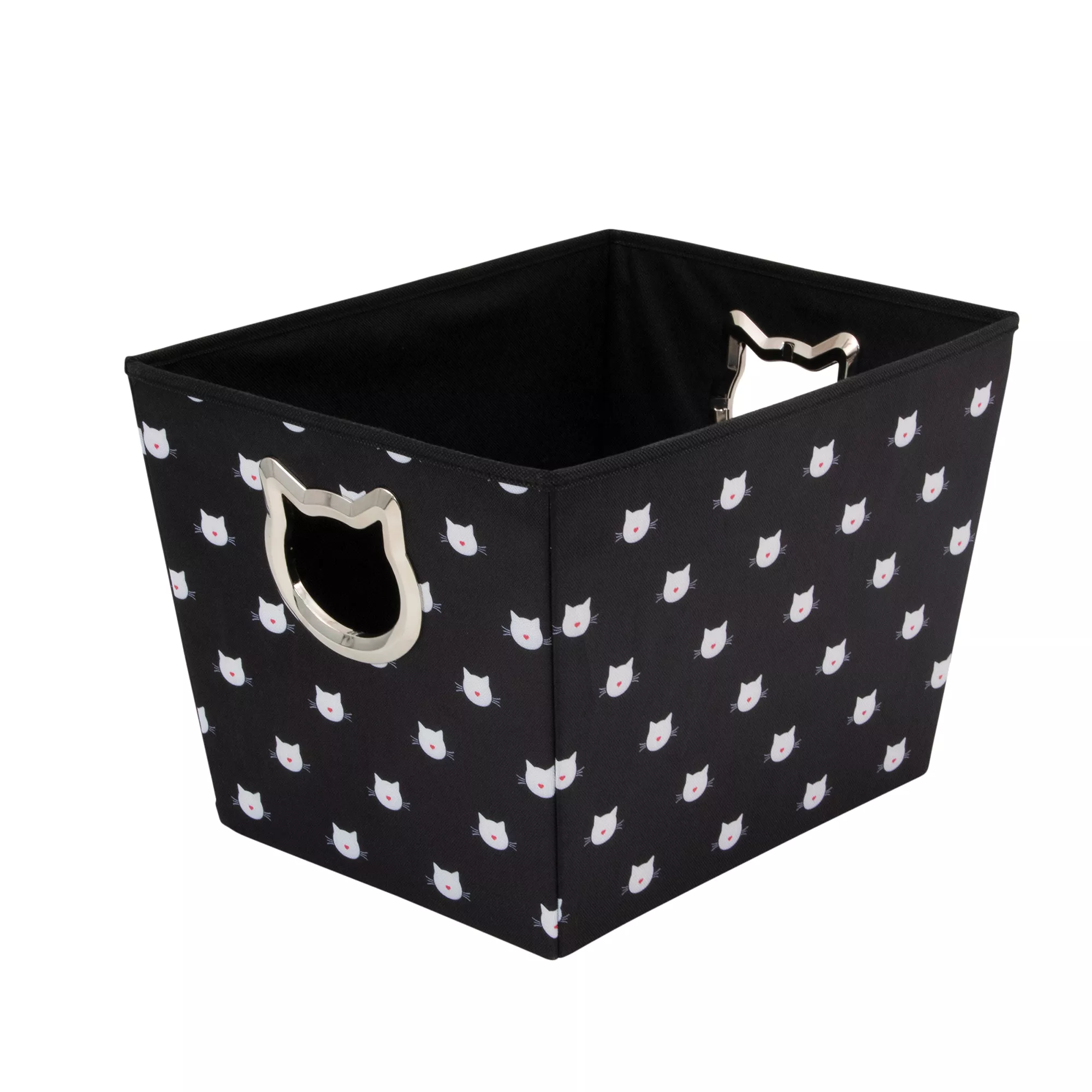 Paw Prints Fabric Black & White Cat Toy Storage Bin