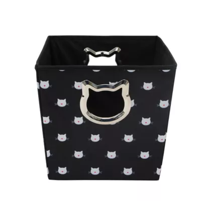 Product Paw Prints Fabric Black & White Cat Toy Storage Bin