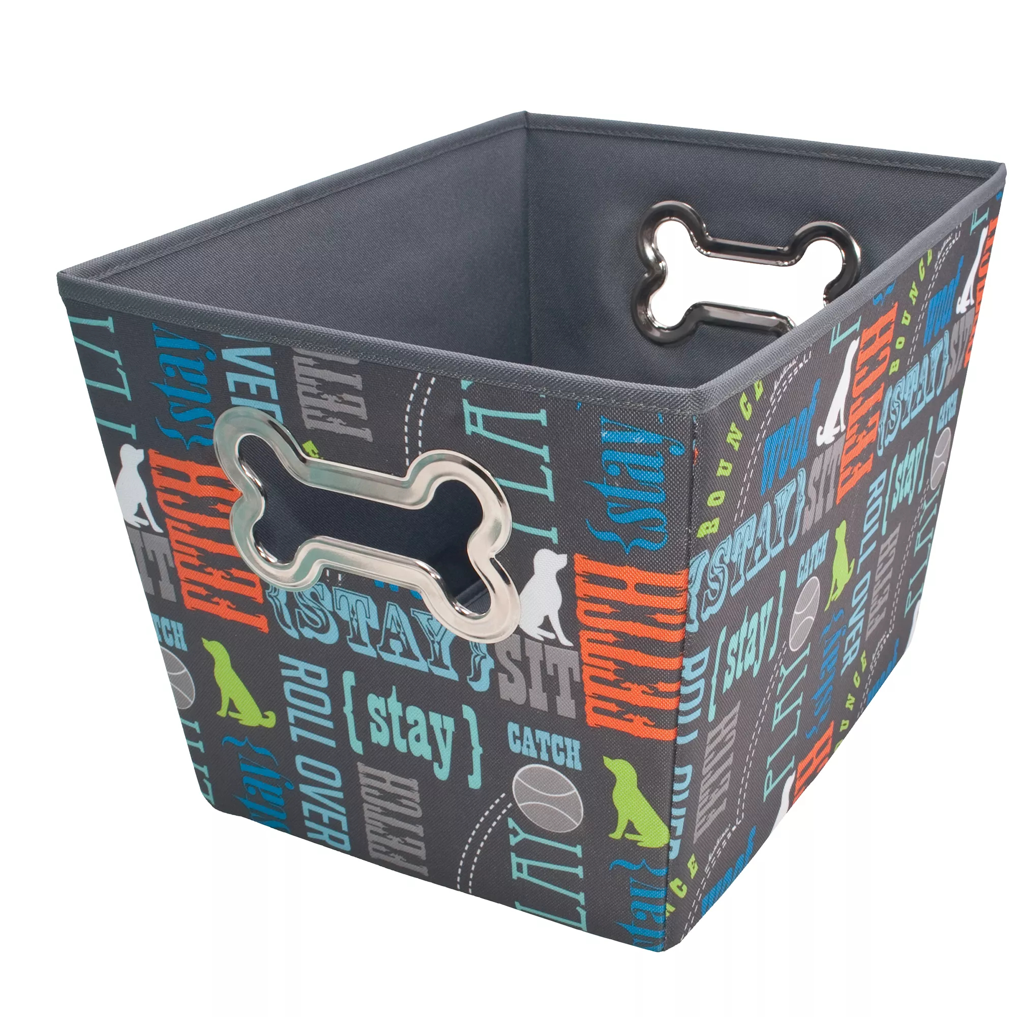 Paw Prints Fabric Word Design Toy Storage Bin