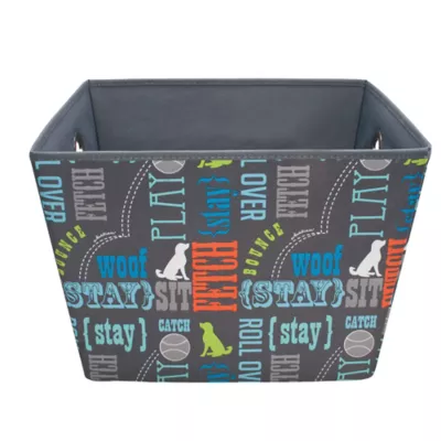 Product Paw Prints Fabric Word Design Toy Storage Bin