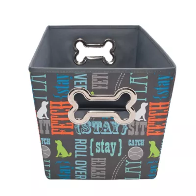 Product Paw Prints Fabric Word Design Toy Storage Bin