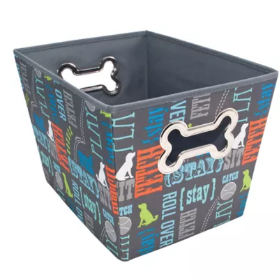 Product Paw Prints Fabric Word Design Toy Storage Bin