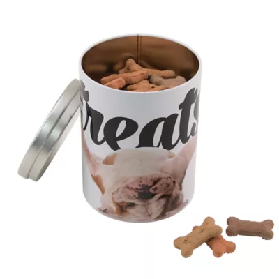 Product Paw Prints Bulldog Tin Treat Jar