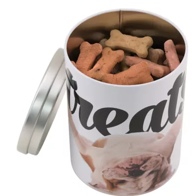 Product Paw Prints Bulldog Tin Treat Jar