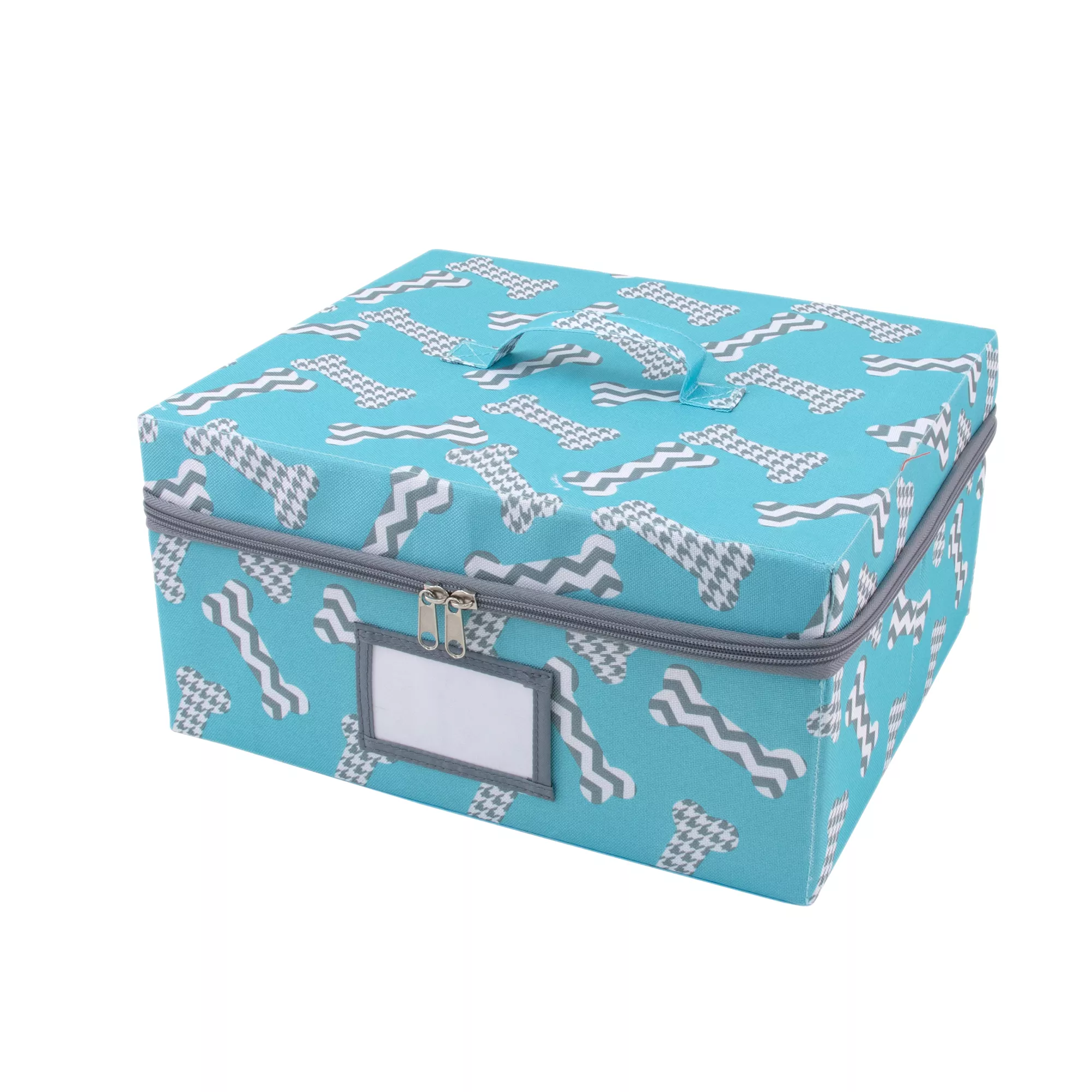 Paw Prints Fabric Bone Play Zip-Up & Collapsible On-The-Go Storage Bin