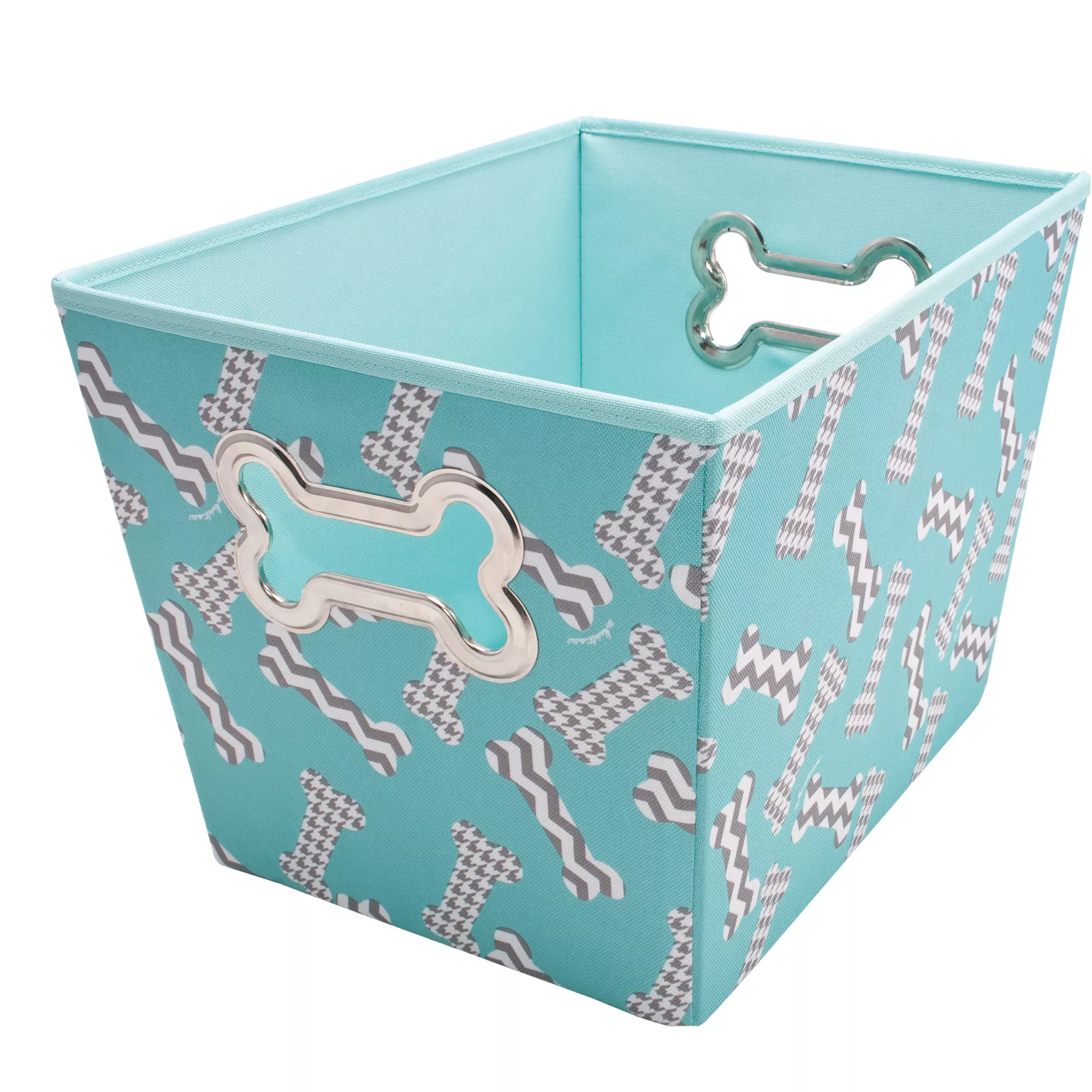 Paw Prints Fabric Bone Play Toy Storage Bin